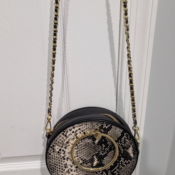 Ted Baker Debbs Black Exotic Stab Stitch Circle Crossbody Bag - Snake Print - Picture 7 of 12